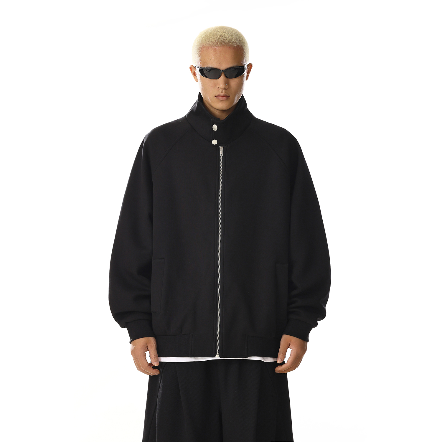 美式复古高街拉链立领开衫外套