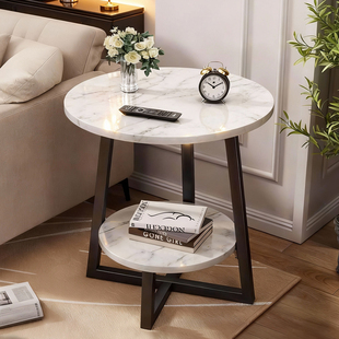 轻奢沙发边几卧室置物架床头柜家用摆件高级感可移动茶几极窄圆桌