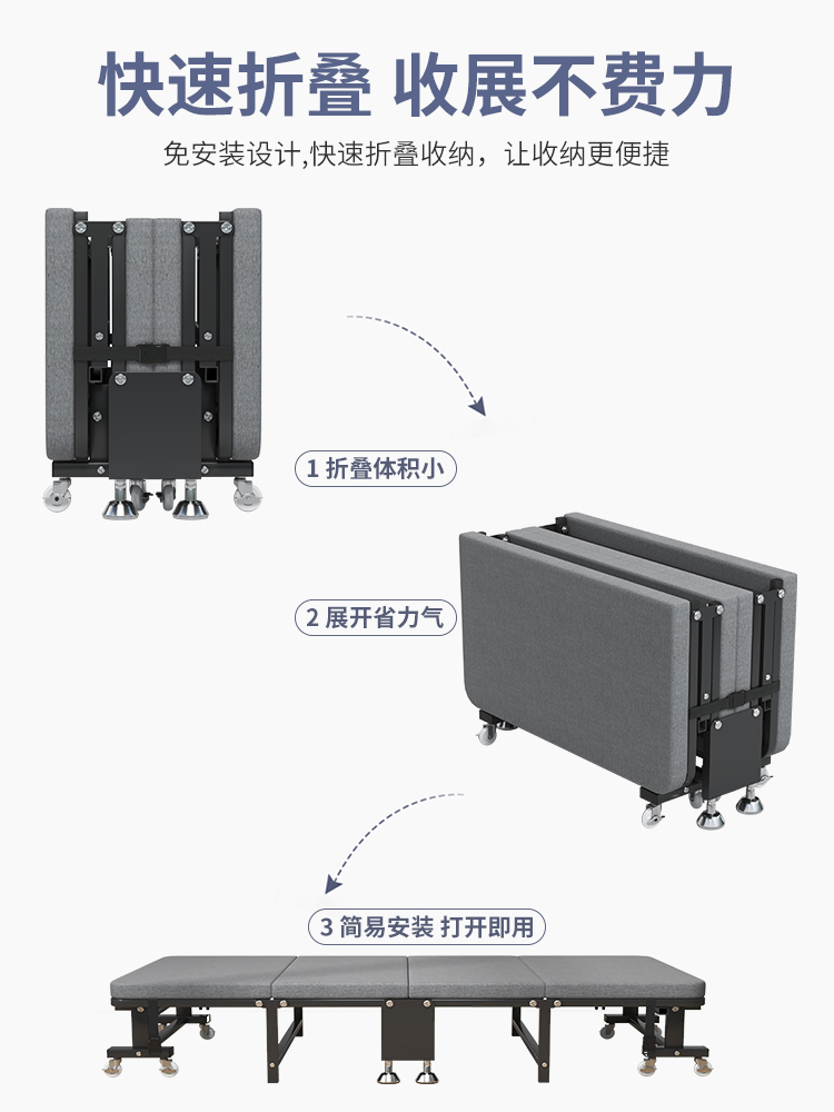 办公室家用四折床院加固简易折叠单人床简易陪护床午休神器小床