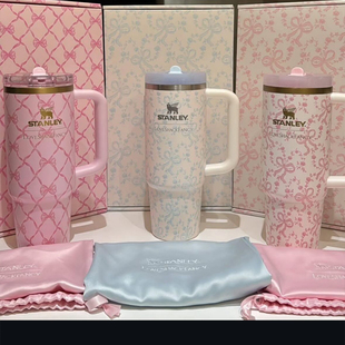 Stanley联名款保温杯白女巨美蝴蝶结水杯冰霸杯限量送人礼盒