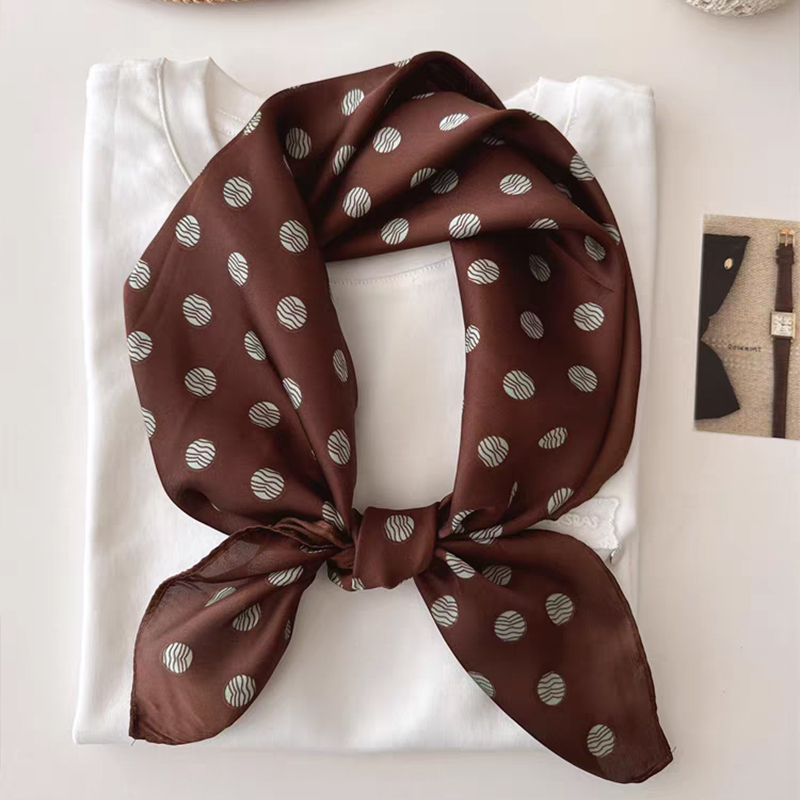 棕色波点发带丝巾小方巾