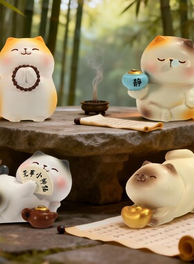 可爱卡通小猫插香摆件办公室桌面摆件潮流创意礼物树脂工艺品礼物