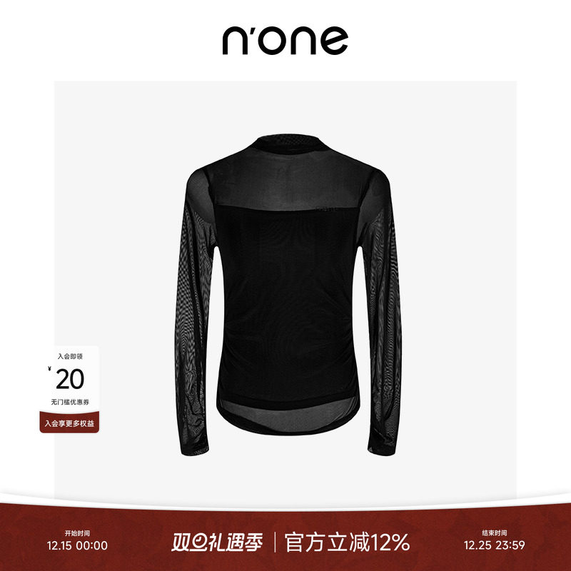 NONE侧腰捏褶气质微高领针织衫