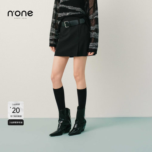 none气质短款设计感开叉半身短裙