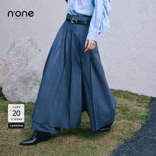 简约百搭裙子小个子 超火长款 none a字高腰灰色百褶半身裙2025秋季