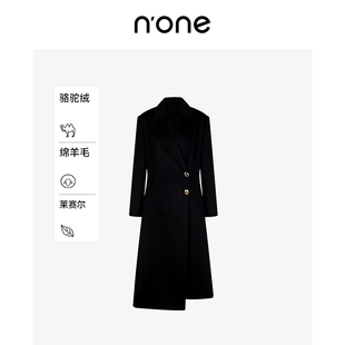 戗驳领舒适大衣 外套女冬新款 none 羊毛骆驼绒混纺双面呢西装