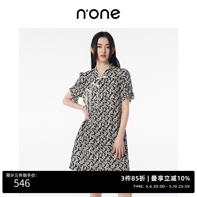 NONE复古直筒连衣裙女式