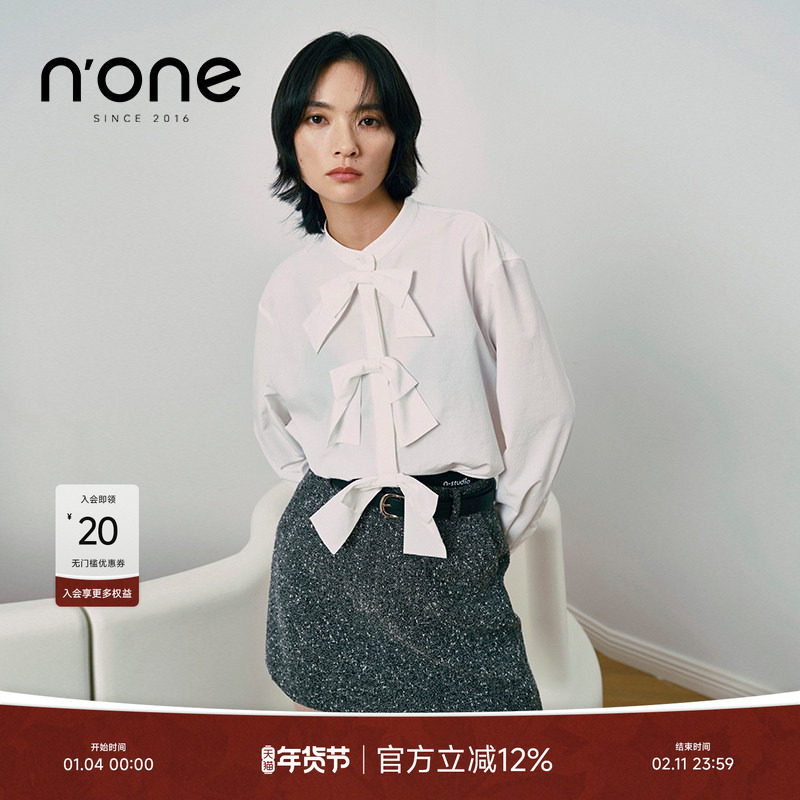 none 2025春季新款中国风衬衫女内搭上衣小立领蝴蝶结装饰单排扣,女装/女士精品,衬衫,淘宝优惠券,粉丝福利购,淘宝优惠卷