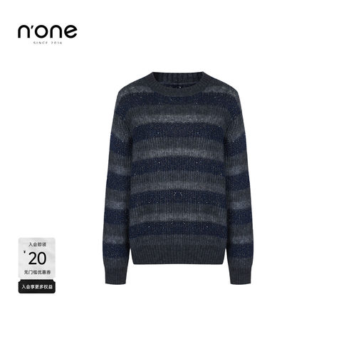 none绵羊毛山羊绒混纺撞色毛衣