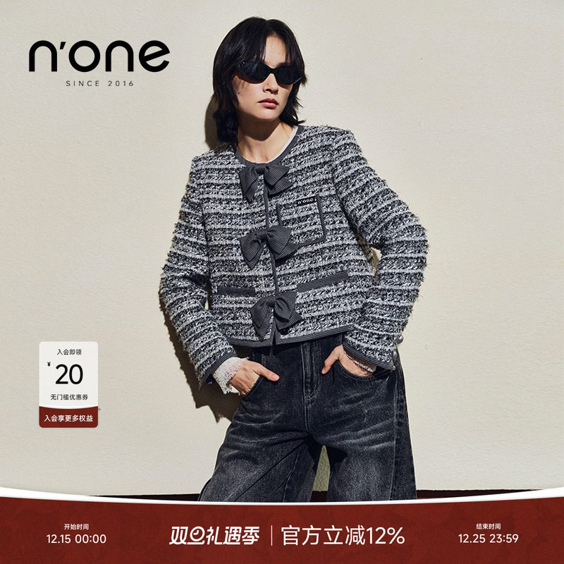 none圆领牛仔蝴蝶结牛仔短外套