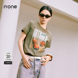 显瘦宽松韩版 none t恤女2025新款 短袖 慵懒风炸街独特漂亮上衣 夏季