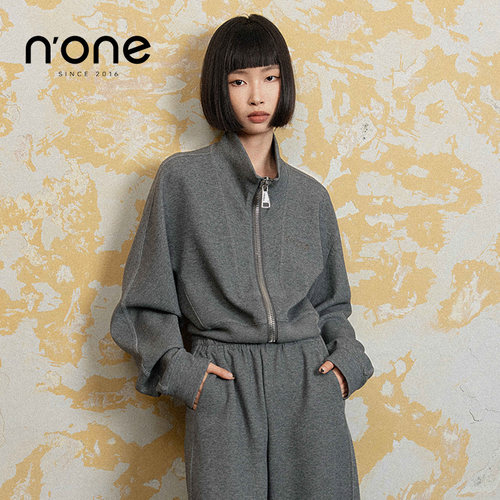 none经典立领双头拉链香蕉袖外套