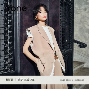 蕾丝拼接马夹外套女宽松中长款 新款 2025夏季 高级气质通勤风 one