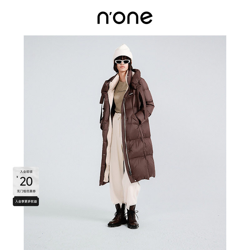 none优质鸭绒连帽中长款羽绒服