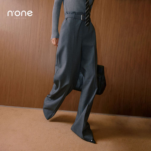 none韩系宽松慵懒风阔腿西装裤
