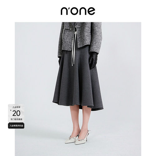 none抽绳松紧腰翻盖设计半身裙