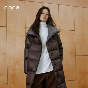 过膝高领宽松加厚百搭外套 长款 none 气质宽松羽绒服女2025冬新款