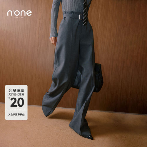 none韩系宽松慵懒风阔腿西装裤