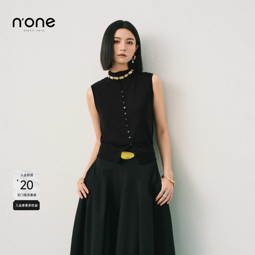 none法式小众设计感黑色针织背心