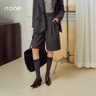 双腰头工装 条纹宽松五分裤 风短裤 经典 帅气休闲 女2025冬新款 none
