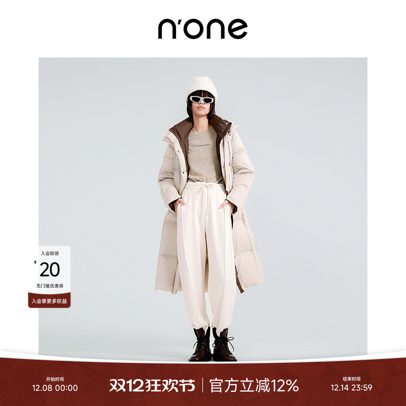 none冬季新款长款连帽直身羽绒服