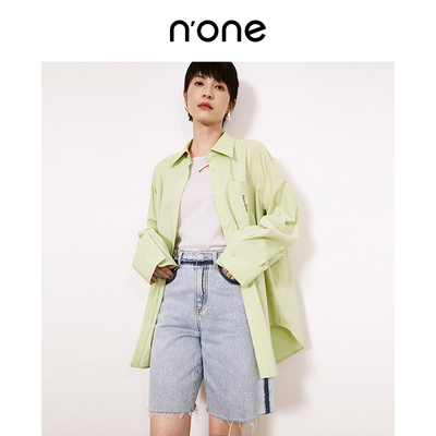 NONE休闲风对襟长袖印花衬衫