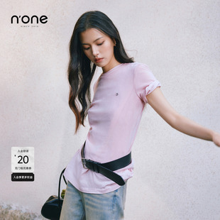 新款 none 2025秋季 正肩t恤女短袖 气质显瘦遮肚子休闲百搭上衣 修身
