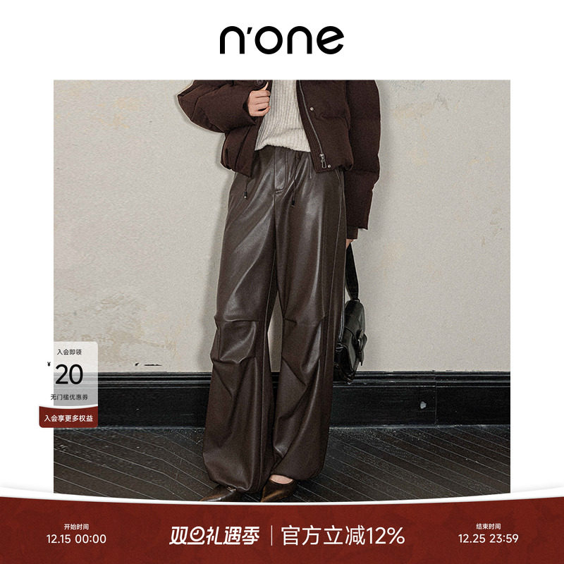 none松紧腰头打褶工艺休闲裤