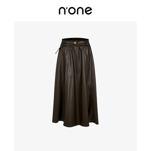 PU皮裙A字伞裙 高级感气质半身裙中长款 none 2025新款