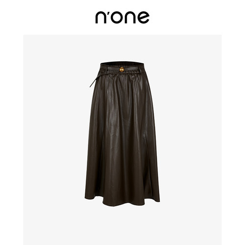 none松紧腰头附赠皮带时髦半身裙