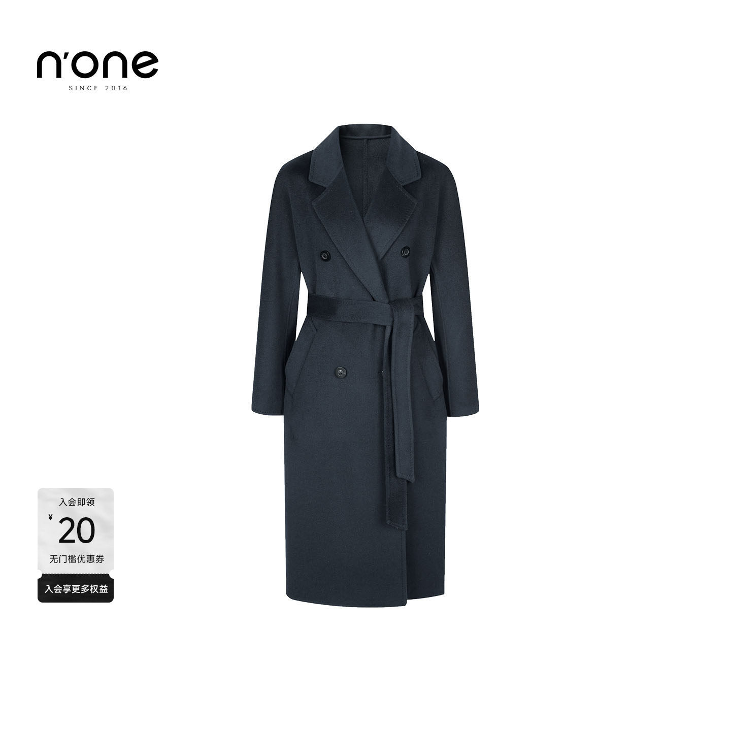 none 双面羊绒混纺大衣女中长款2025冬季新款双排扣腰带毛呢外套,女装/女士精品,毛呢外套,淘宝优惠券,粉丝福利购,淘宝优惠卷