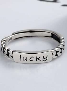 S925纯银食指戒指女士日韩简约潮人开口指环生日礼物百搭银饰品