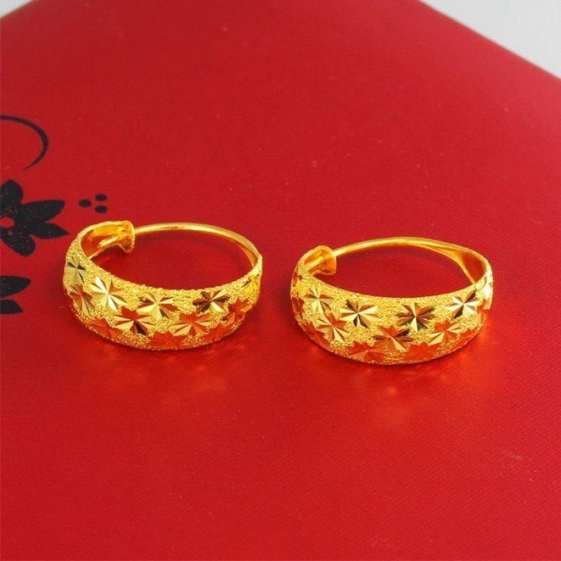 越南沙金镀仿真金满天星流星雨光面耳环女送妈妈送长辈时尚首饰