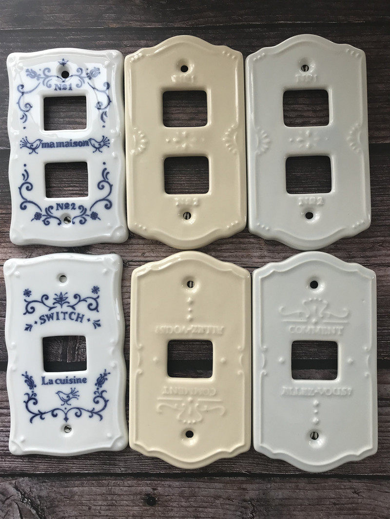 日本进口复古家用双控陶瓷墙壁开关插座墙内插座嵌入式带标识面板