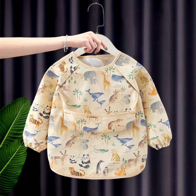 宝宝吃饭罩衣长袖魔术贴男女儿童围裙防水防脏婴儿辅食围兜PU免洗,童装/婴儿装/亲子装,反穿衣/罩衣,淘宝优惠券,粉丝福利购,淘宝优惠卷