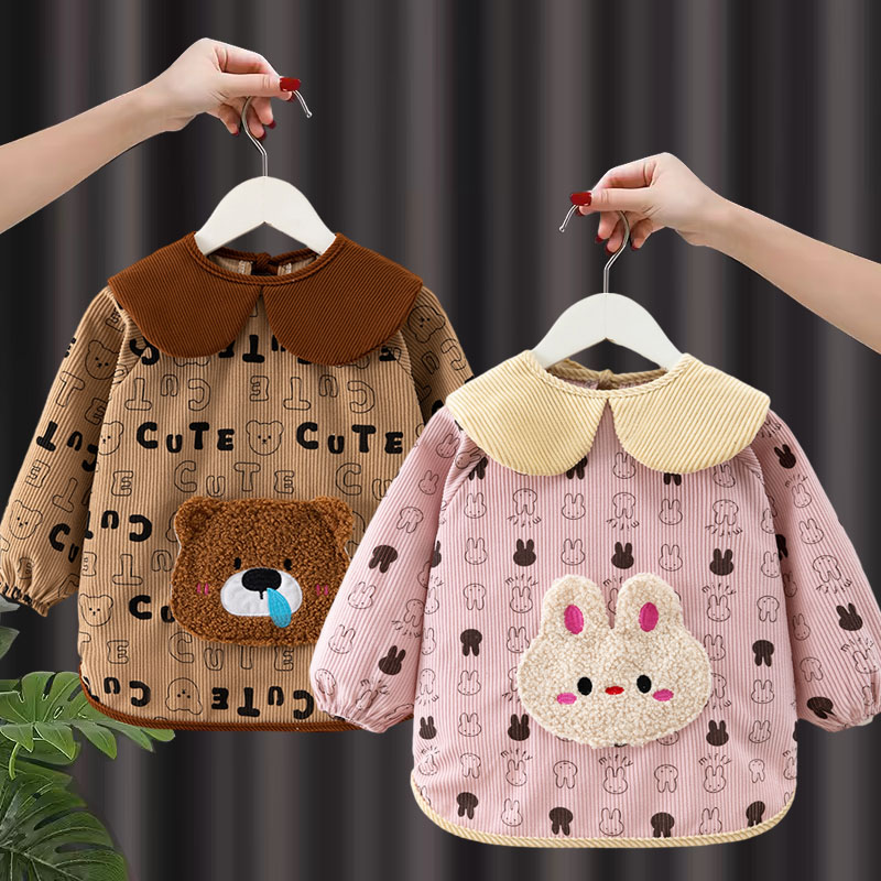 宝宝围裙防水防脏长袖护衣