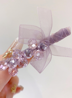 F56轻奢水晶缠绕鸭嘴夹2025新款蝴蝶结边夹气质优雅刘海夹碎发夹