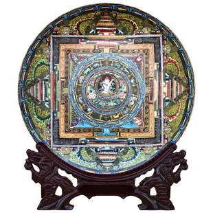 景德镇陶瓷器唐卡盘子装饰品摆件家居饰品博古架工艺品复古艺术品