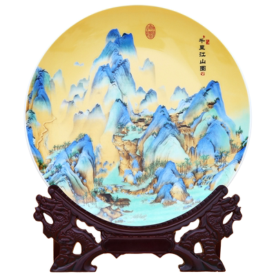 陶瓷摆设新中式客厅文创装饰盘