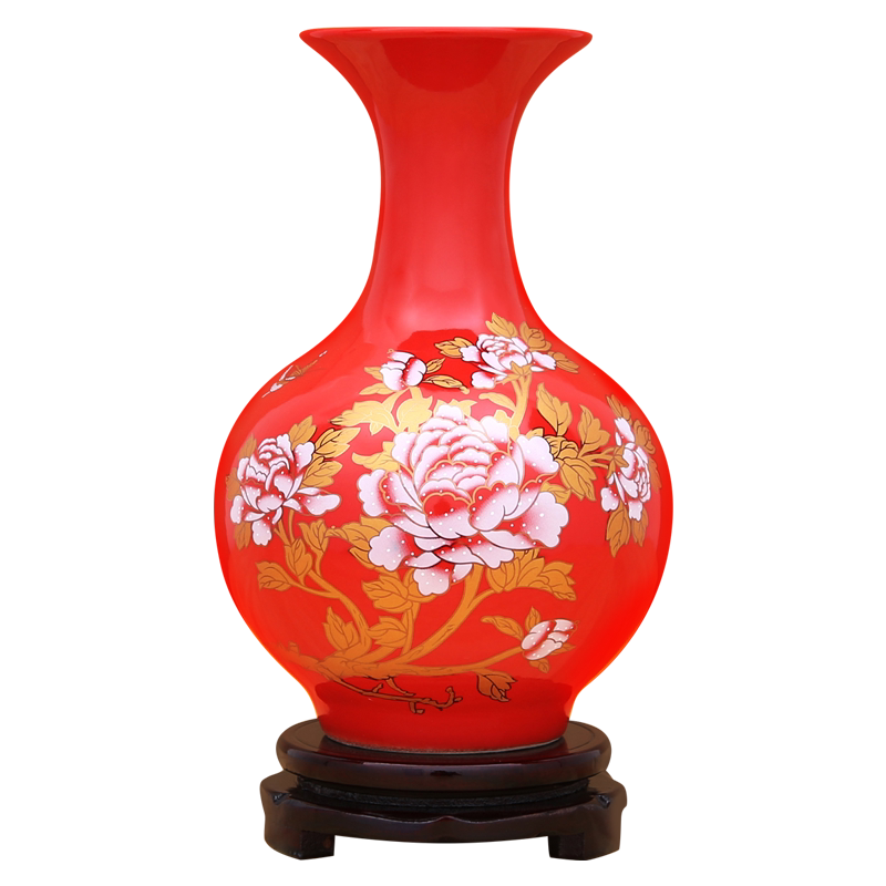景德镇陶瓷器小花瓶中国喜庆结婚
