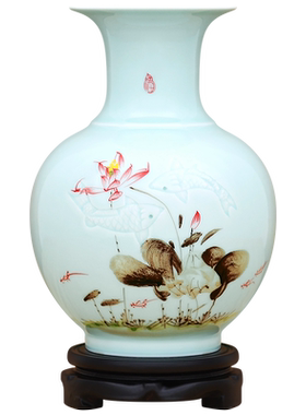景德镇陶瓷器新中式粉彩花瓶工艺品客厅摆件家居博古架装饰品瓷瓶
