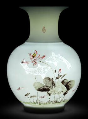 景德镇陶瓷器新中式粉彩花瓶工艺品客厅摆件家居博古架装饰品瓷瓶