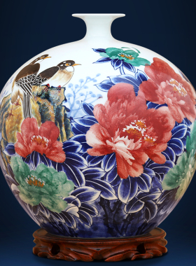 傲世景德镇陶瓷器花瓶客厅工艺品办公室摆件玄关艺术品开业礼品