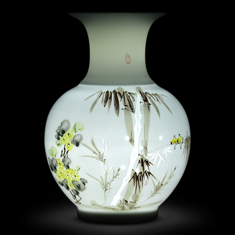 景德镇陶瓷器新中式粉彩花瓶工艺品客厅摆件家居博古架装饰品瓷瓶