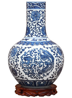 傲世瓷业手绘青花瓷龙凤呈祥