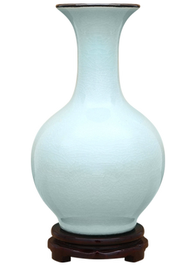 景德镇陶瓷器仿古天青裂纹花瓶摆件客厅插花器工艺品干花装饰瓶