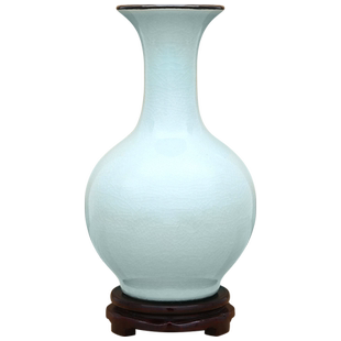 景德镇陶瓷器仿古天青裂纹花瓶摆件客厅插花器工艺品干花装饰瓶