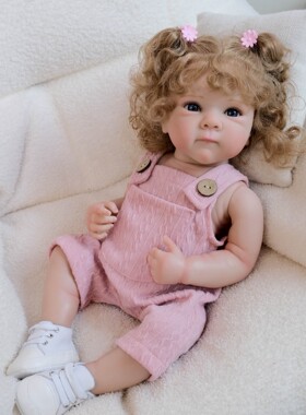 NPK49厘米仿真娃娃紫粉背带短裤Bettie3D皮肤植入发 跨境货源送礼