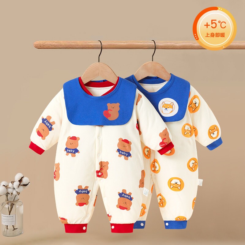 夹棉秋冬季婴幼儿连体哈衣服保暖