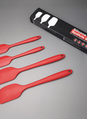 食品级红色硅胶刮刀4件套 蛋糕奶油抹铲刀面糊搅拌刀烘焙工具